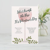 Ontkurk de Rosé Wijn Valentijnsdag Feest Kaart (Staand voorkant)