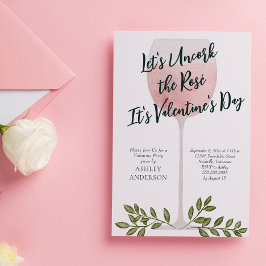 Ontkurk het Rosé-wijn Valentijnsdagfeest Kaart