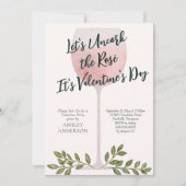 Ontkurk het Rosé-wijn Valentijnsdagfeest Kaart (Voorkant)