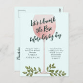 Ontkurk het Rosé-wijn-waterverf-bachelorette-feest Briefkaart (Voorkant / Achterkant)