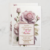 Ontluikende Beginningen tot Roze Romans Uitnodigin Kaart (Voorkant / Achterkant)