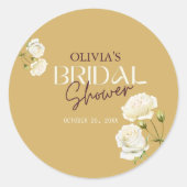 Ontluikende Liefde met Witte Rozen Bruidsbruiloft Ronde Sticker (Voorkant)