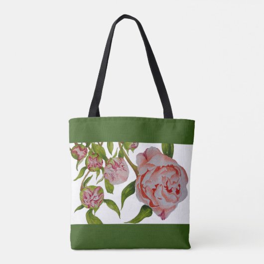 Ontluikende pioenen op een Canvas tas (Achterkant)