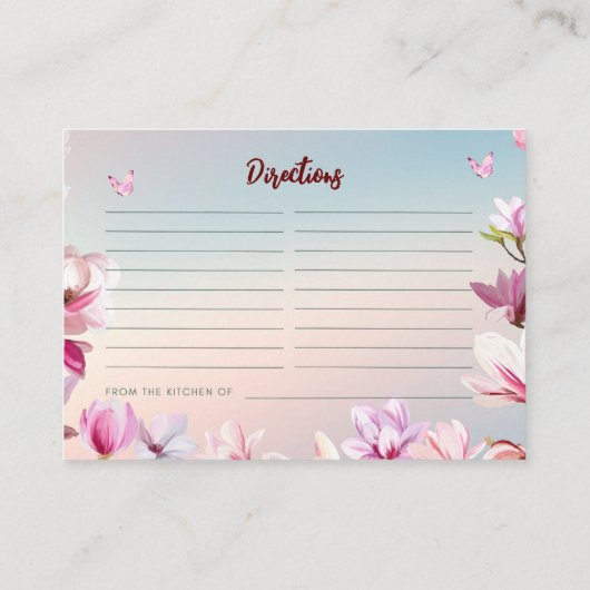 Ontluikende Romance - Bruiloft Recept Informatiekaartje (Achterkant)