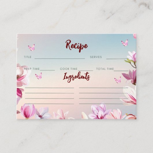 Ontluikende Romance - Bruiloft Recept Informatiekaartje (Voorkant)