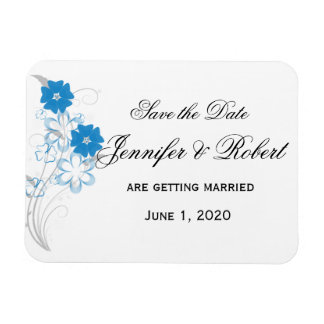Ontluikende Romance in blauw Save the Date Magneet