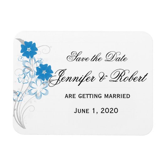 Ontluikende Romance in blauw Save the Date Magneet (Horizontaal)