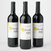 Ontluikende Romance in geel bruiloft wijnlabel Wijn Etiket (Flessen)