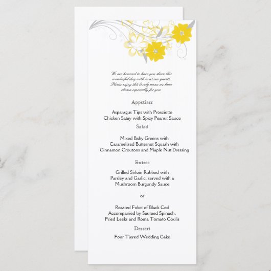 Ontluikende Romance in het gele huwelijksmenu Menu (Voorkant / Achterkant)