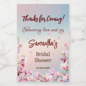 Ontluikende Romance - Roze Magnolia Bruidsdouche Wijn Etiket (Enkel label)