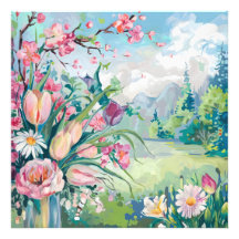 Ontluikende Sereniteit Waterverf Bloemen 