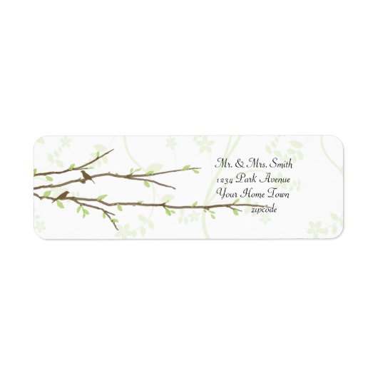 Ontluikende takken met vogels Mailing Label (Voorkant)