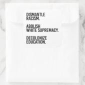 Ontmantelen en dekoloniseren vierkante sticker (Tas)