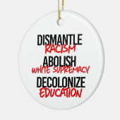 ontmantelen racisme afschaffen witte suprematie keramisch ornament (Links)