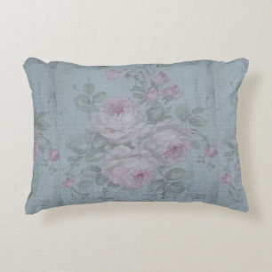 Ontmanteling, grijs blauwgroen, floreel, shabby ch accent kussen
