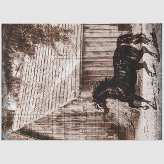 Ontmanteling van boerderij Rustic Barn Horse Tissuepapier (Voorkant)