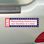 Ontmanteling van de democratie* Bumpersticker (Op auto)