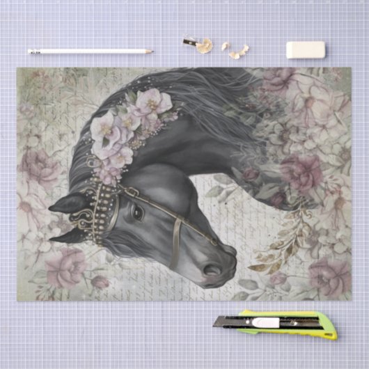 Ontmanteling van zwarte paarden tissuepapier (Craft)