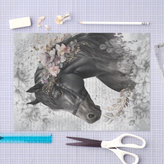 Ontmanteling van zwarte paarden tissuepapier (Craft)