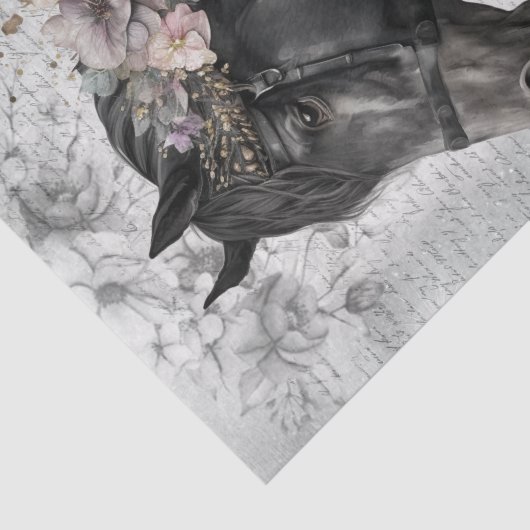 Ontmanteling van zwarte paarden tissuepapier (Detail)