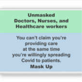 Ontmaskerd artsen, verpleegkundigen en gezondheids sticker (Voorkant)