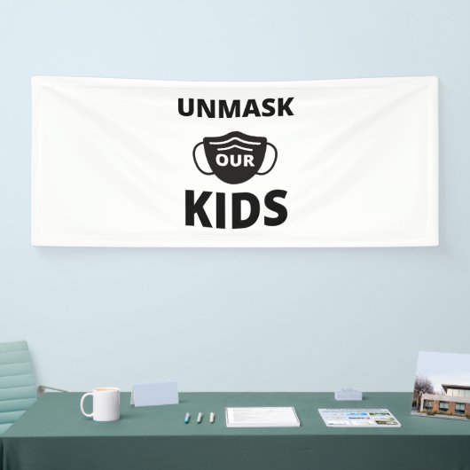 Ontmaskeren van onze kinderen spandoek (Beurs)