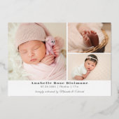 Ontmoet Baby Foto Collage Roos Gold Folie Uitnodiging (Achterkant)