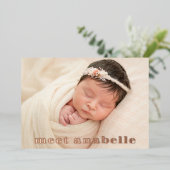 Ontmoet Baby Foto Collage Roos Gold Folie Uitnodiging (Staand Voorkant)