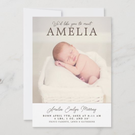 Ontmoet Baby Photo Collage Geboorte Aankondiging (Voorkant)