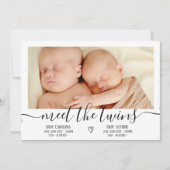 Ontmoet baby's script hart 3 foto baby tweeling ge aankondiging (Voorkant)