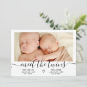 Ontmoet baby's script hart 3 foto baby tweeling ge aankondiging (Staand voorkant)
