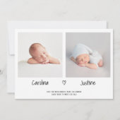 Ontmoet baby's script hart 3 foto baby tweeling ge aankondiging (Achterkant)