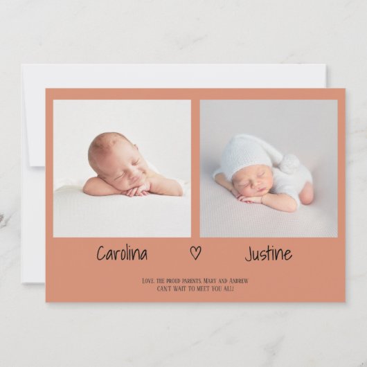 Ontmoet babyscript boho 3 foto baby tweeling geboo aankondiging (Achterkant)