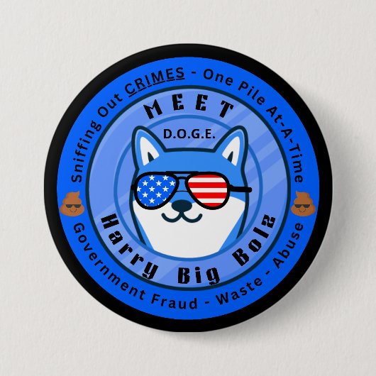Ontmoet D.O.G.E. Harry Big Bolz Button (Voorkant)