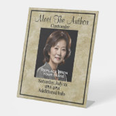 Ontmoet de auteur eenvoudig licht reclamebord met voetstuk (Voorkant)