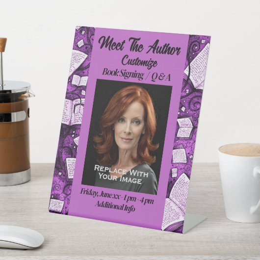 Ontmoet de auteur Roze Boeken Reclamebord Met Voetstuk (Insitu)