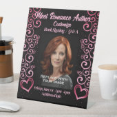 Ontmoet de auteur scrollen harten reclamebord met voetstuk (Insitu)