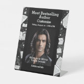 Ontmoet de auteur zwart-wit boeken reclamebord met voetstuk (Voorkant)