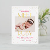 Ontmoet de Folie van de Baby Moderne Aankondiging  (Staand Voorkant)