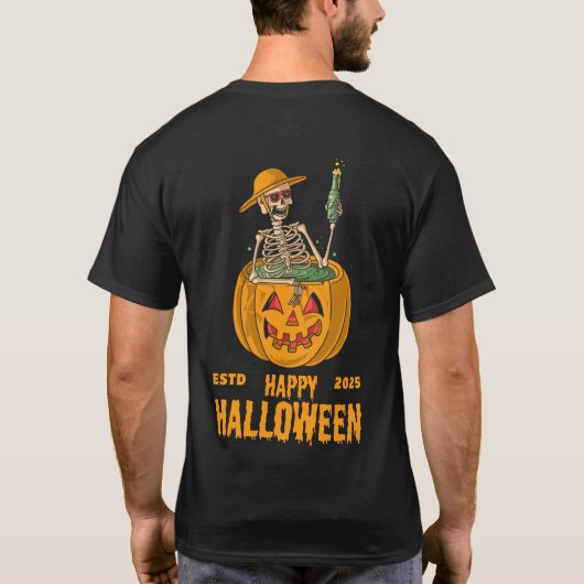 Ontmoet de Halloween monsters in het donker T-shirt (Achterkant)