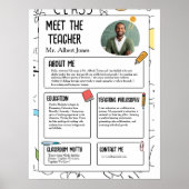 Ontmoet de leraar Modern Terug naar School Flyer Poster (Voorkant)