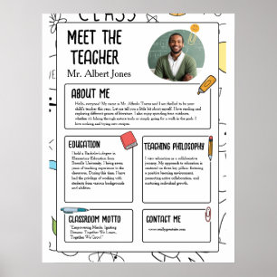 Ontmoet de leraar Modern Terug naar School Flyer Poster