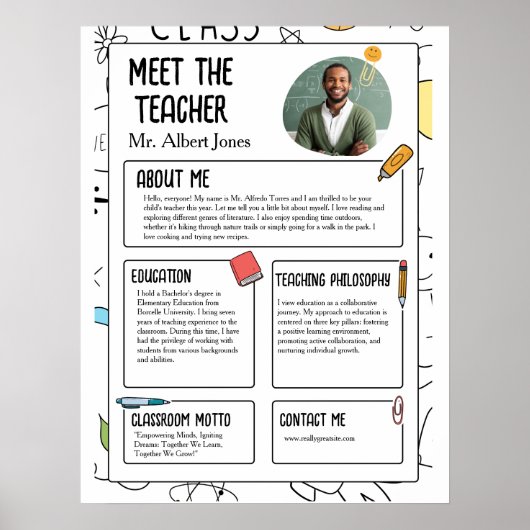 Ontmoet de leraar Modern Terug naar School Flyer Poster (Voorkant)