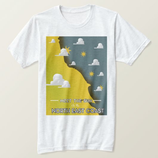 Ontmoet de zon aan de noordoostkust t-shirt (Design voorkant)