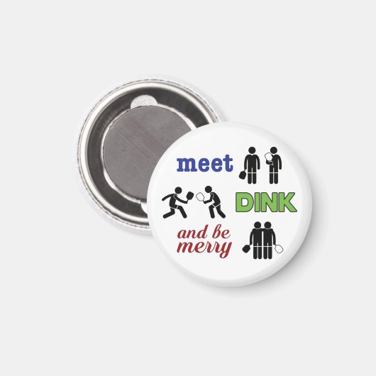 "Ontmoet, Dink, en wees Merry" Pickleball Magnet (Voorkant / Achterkant)
