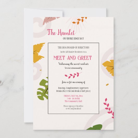 Ontmoet en begroet Condo Coop Uitnodigingen (Voorkant)