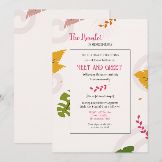 Ontmoet en begroet Condo Coop Uitnodigingen (Voorkant / Achterkant)