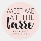 Ontmoet me aan de Barre | Pink & Black Ballet Stud Ronde Sticker (Voorkant)