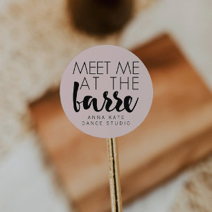 Ontmoet me aan de Barre   Pink & Black Ballet Stud Ronde Sticker