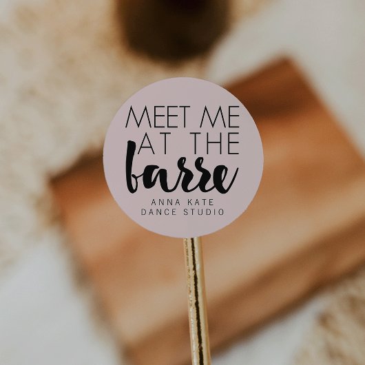 Ontmoet me aan de Barre | Pink & Black Ballet Stud Ronde Sticker